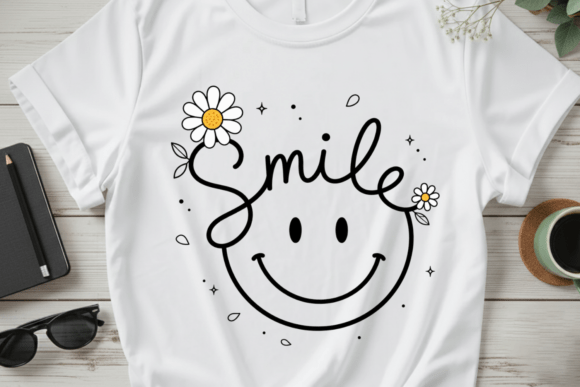 Download Smile Daisy Flower PNG T-Shirt Design - Premium Resources